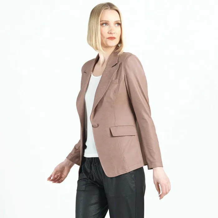Liquid Leather Signature Pocket Blazer 8211 Taupe Women Clara Sunwoo Jackets Cardigans