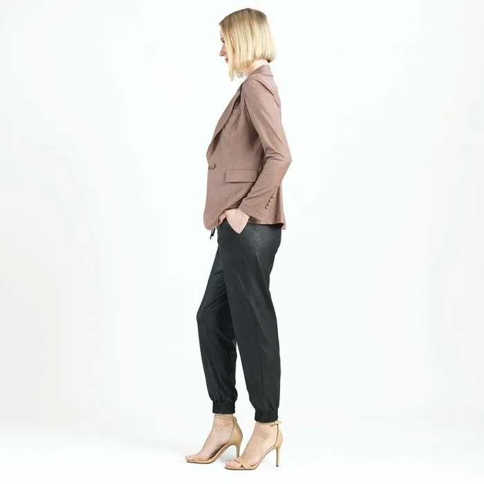 Liquid Leather Signature Pocket Blazer 8211 Taupe Women Clara Sunwoo Jackets Cardigans
