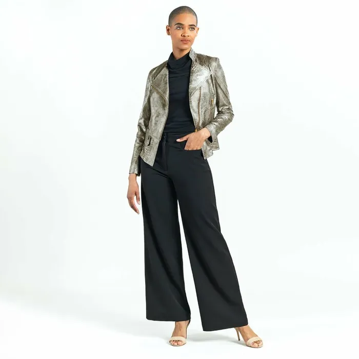 Liquid Leather Textured Biker Jacket 8211 Crocodile Women Clara Sunwoo Jackets Cardigans