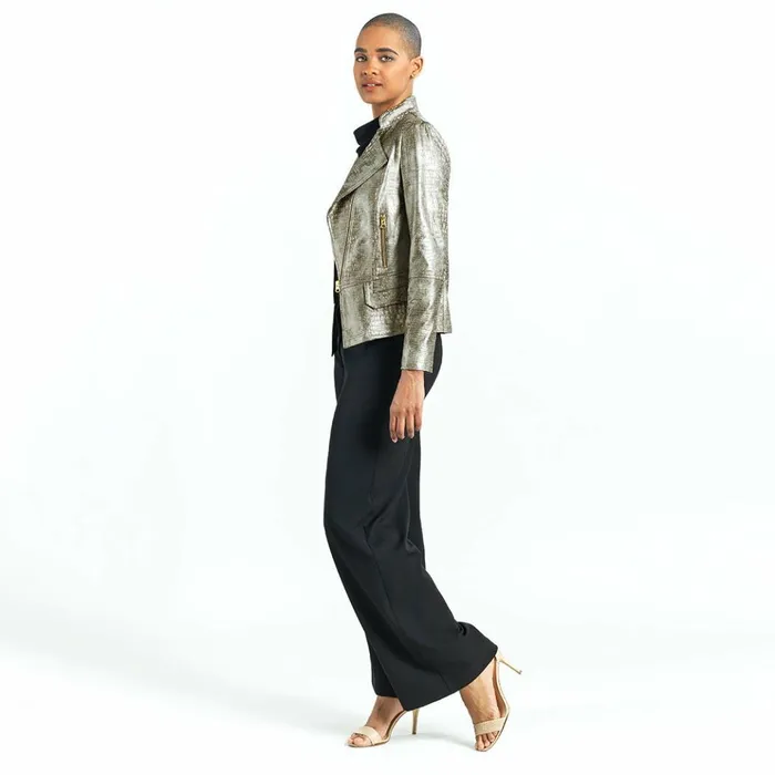 Liquid Leather Textured Biker Jacket 8211 Crocodile Women Clara Sunwoo Jackets Cardigans