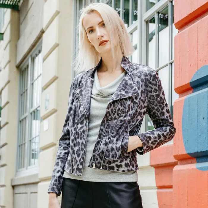 Liquid Leather Textured Double Zip Pocket Jacket 8211 Charcoal Cheetah 8211 Final Sale Women Clara Sunwoo Jackets Cardigans Liquid Leather Textured Double Zip Pocket Jacket 8211 Charcoal Cheetah 8211 Final Sale Women Clara Sunwoo Jackets Cardigans