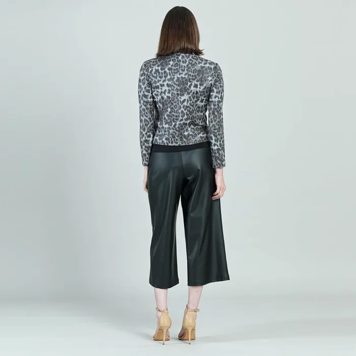 Liquid Leather Textured Double Zip Pocket Jacket 8211 Charcoal Cheetah 8211 Final Sale Women Clara Sunwoo Jackets Cardigans