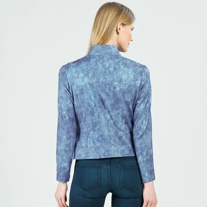 Liquid Leather Textured Double Zip Pocket Jacket 8211 Denim 8211 Final Sale Women Clara Sunwoo Jackets Cardigans