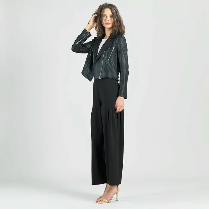 Liquid Leather Zip Cuff Moto Waist Jacket 8211 Black Women Clara Sunwoo Spring Collection Liquid Leather Zip Cuff Moto Waist Jacket 8211 Black Women Clara Sunwoo Spring Collection