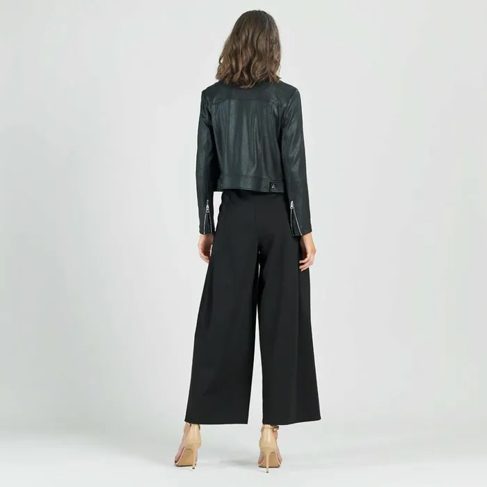 Liquid Leather Zip Cuff Moto Waist Jacket 8211 Black Women Clara Sunwoo Spring Collection