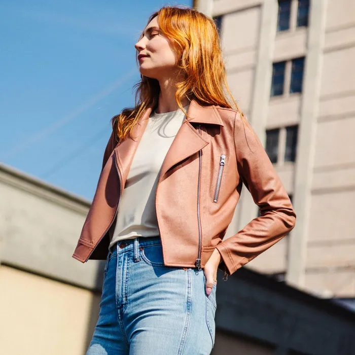 Liquid Leather Zip Cuff Moto Waist Jacket 8211 Tan Women Clara Sunwoo Spring Collection Liquid Leather Zip Cuff Moto Waist Jacket 8211 Tan Women Clara Sunwoo Spring Collection