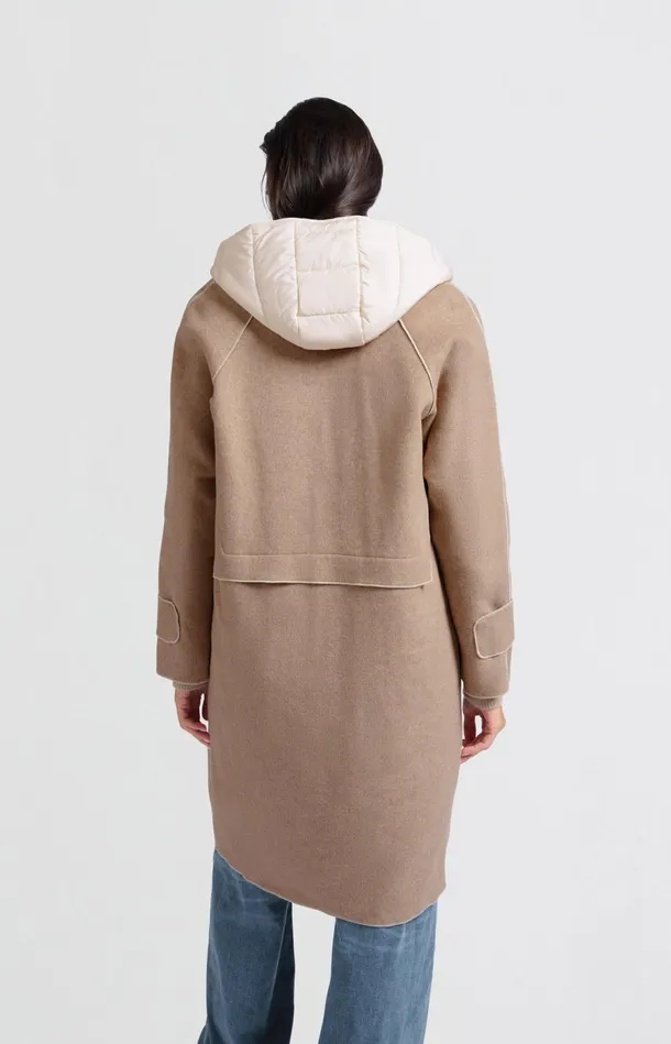 Long Coat With Quilted Body Warmer And Pockets Feather Melange Women YAYA Coats Long Coat With Quilted Body Warmer And Pockets Feather Melange Women YAYA Coats