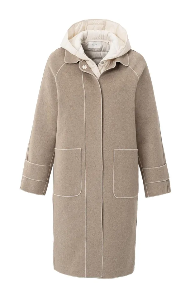 Long Coat With Quilted Body Warmer And Pockets Feather Melange Women YAYA Coats Long Coat With Quilted Body Warmer And Pockets Feather Melange Women YAYA Coats