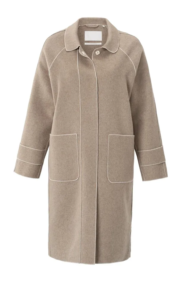Long Coat With Quilted Body Warmer And Pockets Feather Melange Women YAYA Coats Long Coat With Quilted Body Warmer And Pockets Feather Melange Women YAYA Coats