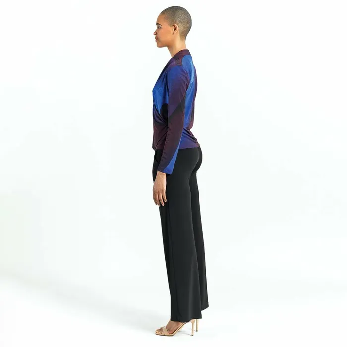 Long Sleeve Crossover Faux Wrap Top 8211 Purple Watercolor 8211 Final Sale Women Clara Sunwoo Tops Tunics