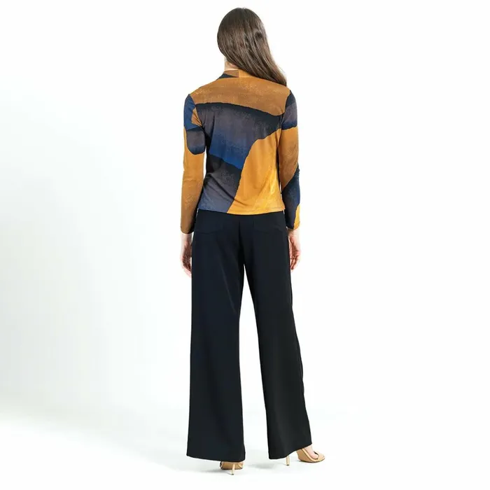 Long Sleeve Crossover Faux Wrap Top 8211 Tan Watercolor 8211 Final Sale Women Clara Sunwoo Tops Tunics