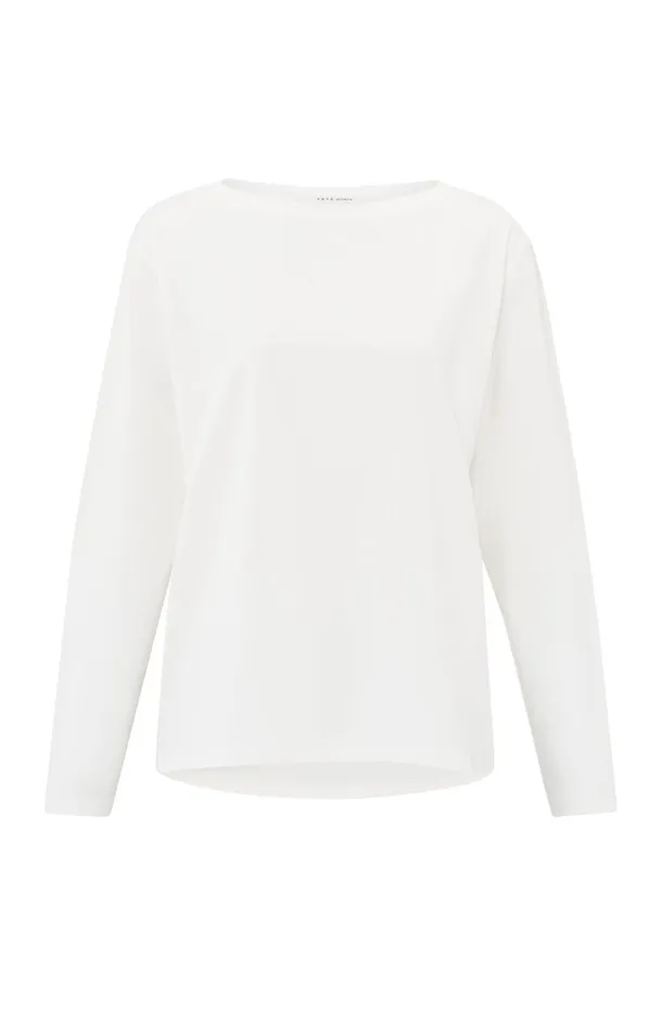 Longsleeve Top With Boat Neckline Blanc De Blanc White Women YAYA Tops
