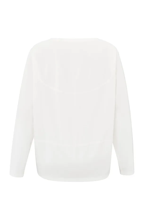 Longsleeve Top With Boat Neckline Blanc De Blanc White Women YAYA Tops Longsleeve Top With Boat Neckline Blanc De Blanc White Women YAYA Tops