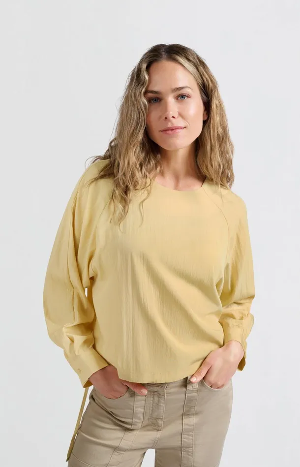 Longsleeve Top With Drawcord And Loose Fit Moonstone Yellow Women YAYA Tops