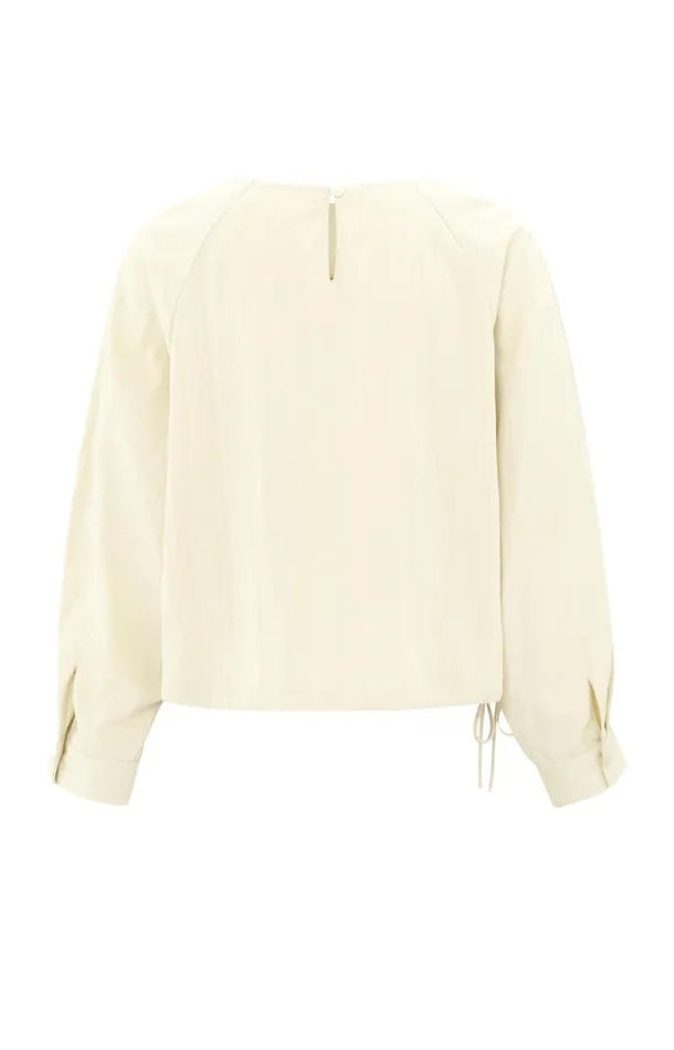 Longsleeve Top With Drawcord And Loose Fit Off White Women YAYA Tops Longsleeve Top With Drawcord And Loose Fit Off White Women YAYA Tops