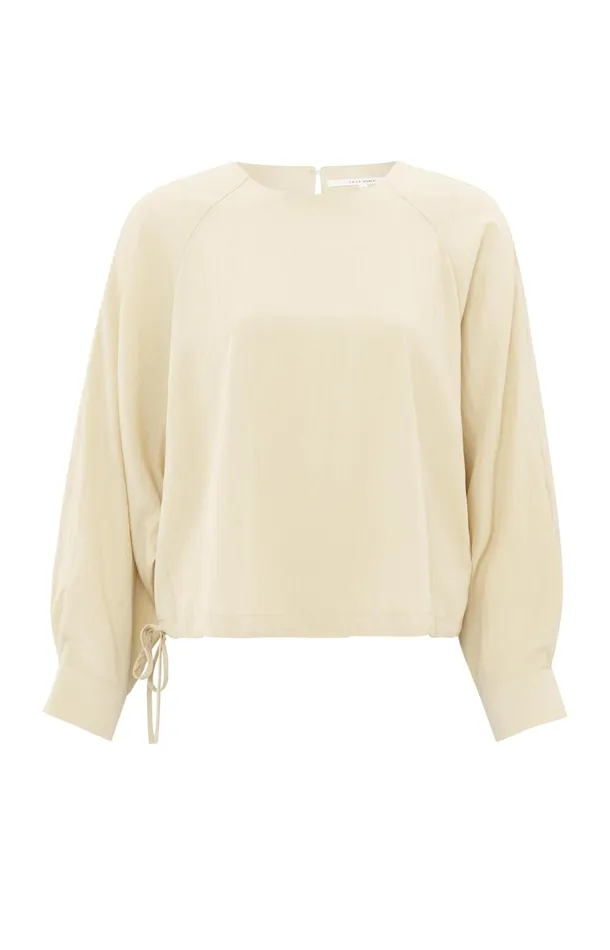 Longsleeve Top With Drawcord And Loose Fit Soft Off White Women YAYA Tops Longsleeve Top With Drawcord And Loose Fit Soft Off White Women YAYA Tops