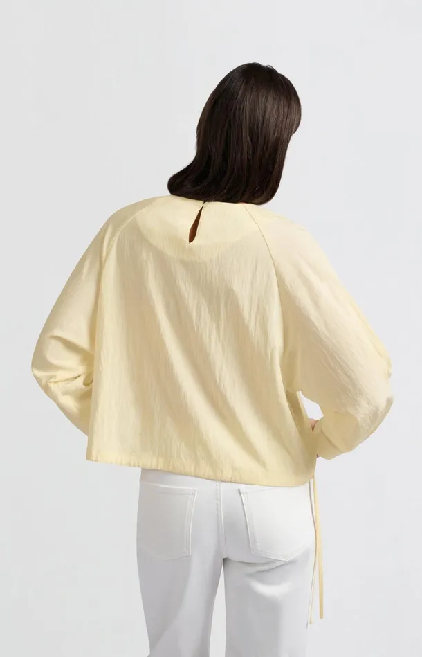 Longsleeve Top With Drawcord And Loose Fit Soft Off White Women YAYA Tops Longsleeve Top With Drawcord And Loose Fit Soft Off White Women YAYA Tops