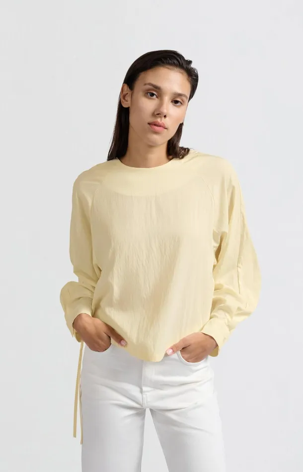 Longsleeve Top With Drawcord And Loose Fit Soft Off White Women YAYA Tops Longsleeve Top With Drawcord And Loose Fit Soft Off White Women YAYA Tops