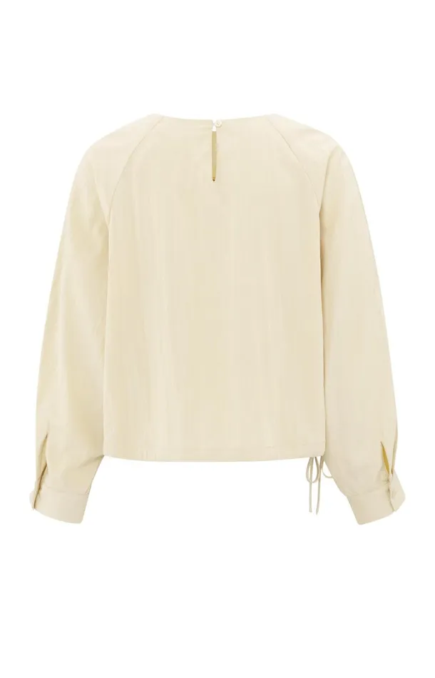 Longsleeve Top With Drawcord And Loose Fit Soft Off White Women YAYA Tops Longsleeve Top With Drawcord And Loose Fit Soft Off White Women YAYA Tops