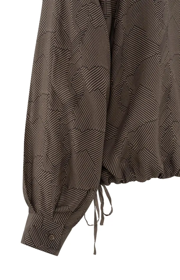 Longsleeve Top With Print And Drawcord Caribou Brown Dessin Women YAYA Tops Longsleeve Top With Print And Drawcord Caribou Brown Dessin Women YAYA Tops