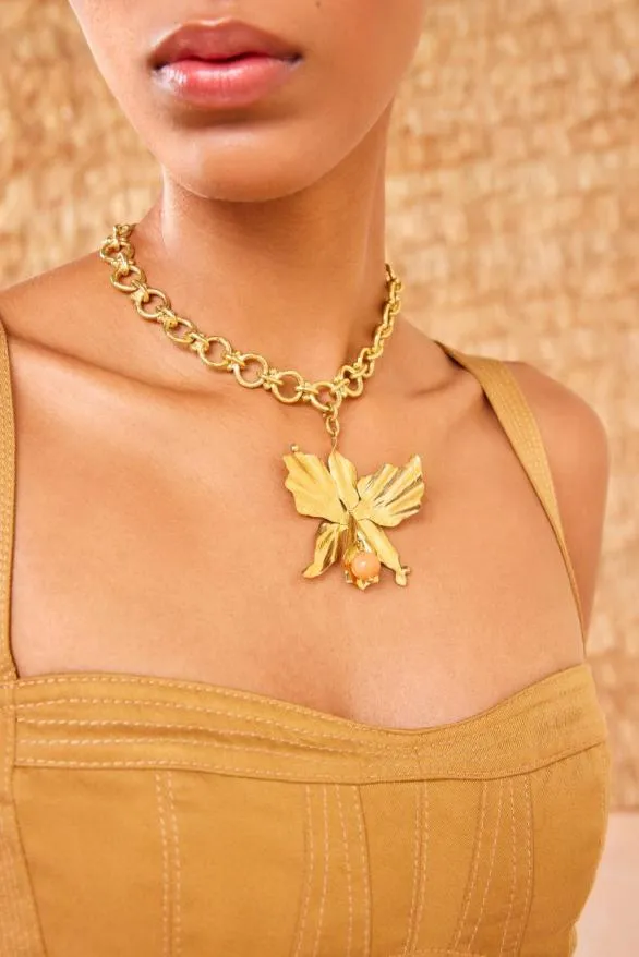 Lulu Flower Necklace Pink Aventurine Women Ulla Johnson Jewelry