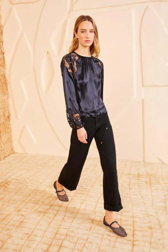 Mathilde Blouse Noir Women Ulla Johnson Tops