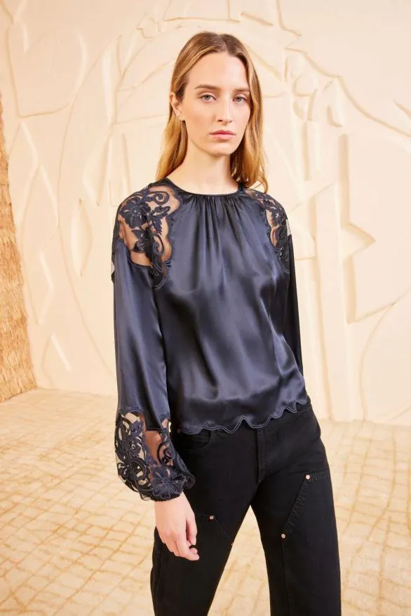 Mathilde Blouse Noir Women Ulla Johnson Tops Mathilde Blouse Noir Women Ulla Johnson Tops