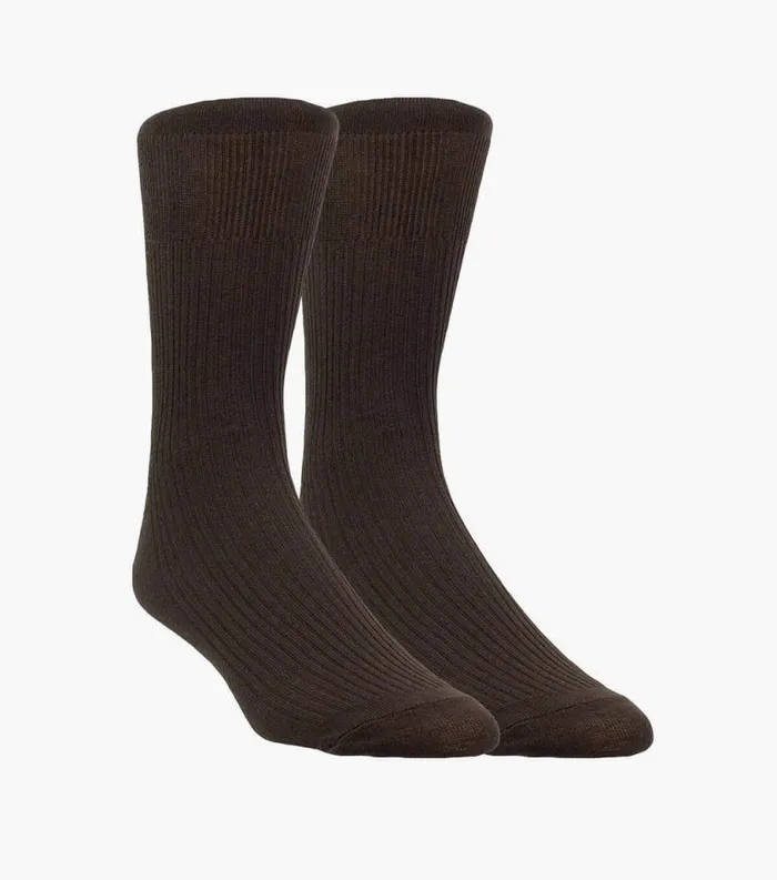 Men 2Pack Comfort Top Crew Dress Socks Brown Florsheim Socks