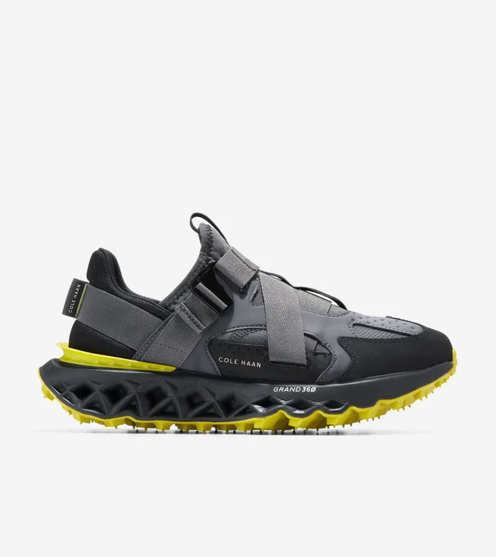 Men 5ZEROslashGRAND Monk Strap Running Shoes Gray Pinstripesulphur Springblack Cole Haan Sneakers
