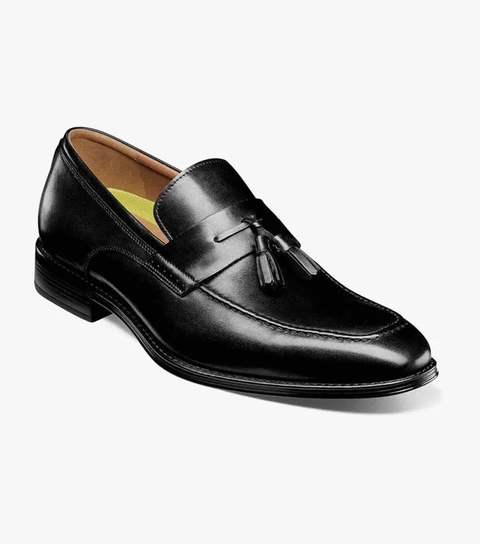 Men Amelio Moc Toe Tassel Slip On Black Florsheim Florsheim Comfortech