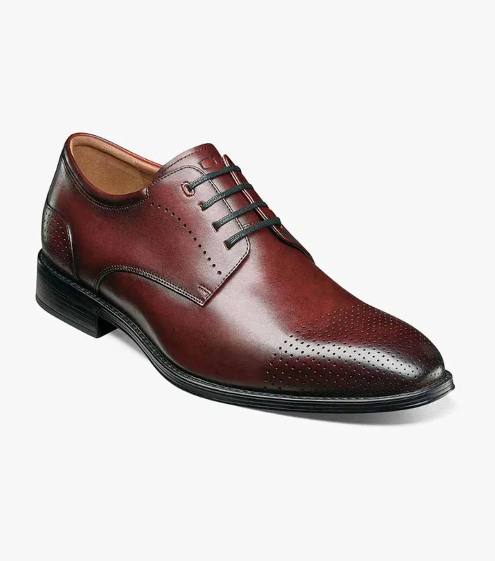 Men Amelio Perf Cap Toe Oxford Burgundy Florsheim Dress Shoes