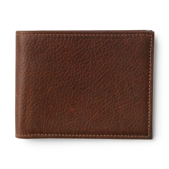 Men American Bison Thinfold Leather Wallet Brown Orvis Wallets