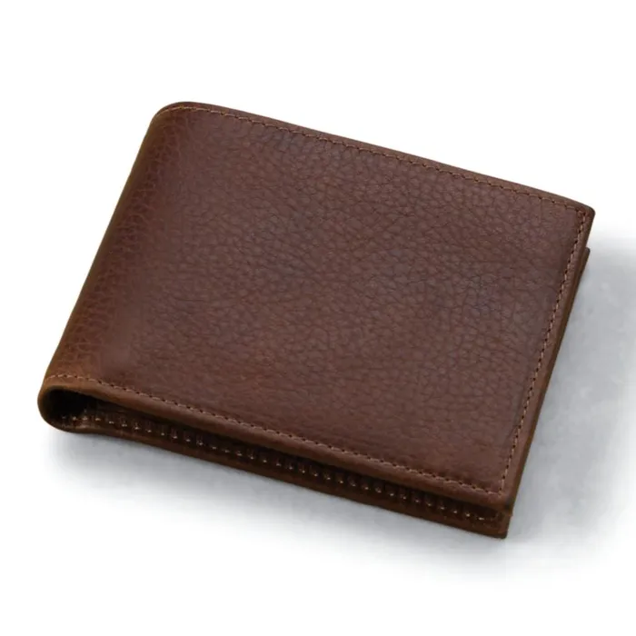 Men American Bison Thinfold Leather Wallet Brown Orvis Wallets