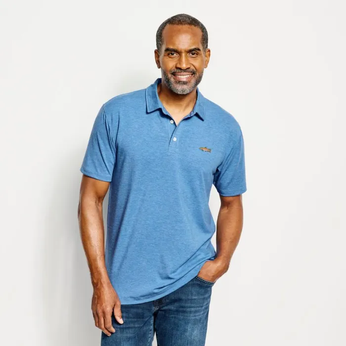 Men Anglerrsquos Performance Polo Lake Blue Orvis Shirts
