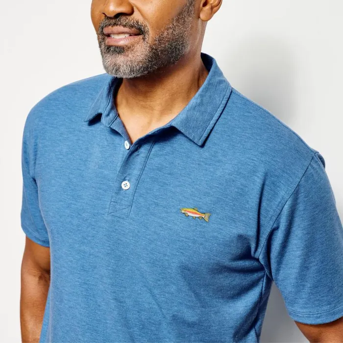 Men Anglerrsquos Performance Polo Lake Blue Orvis Shirts