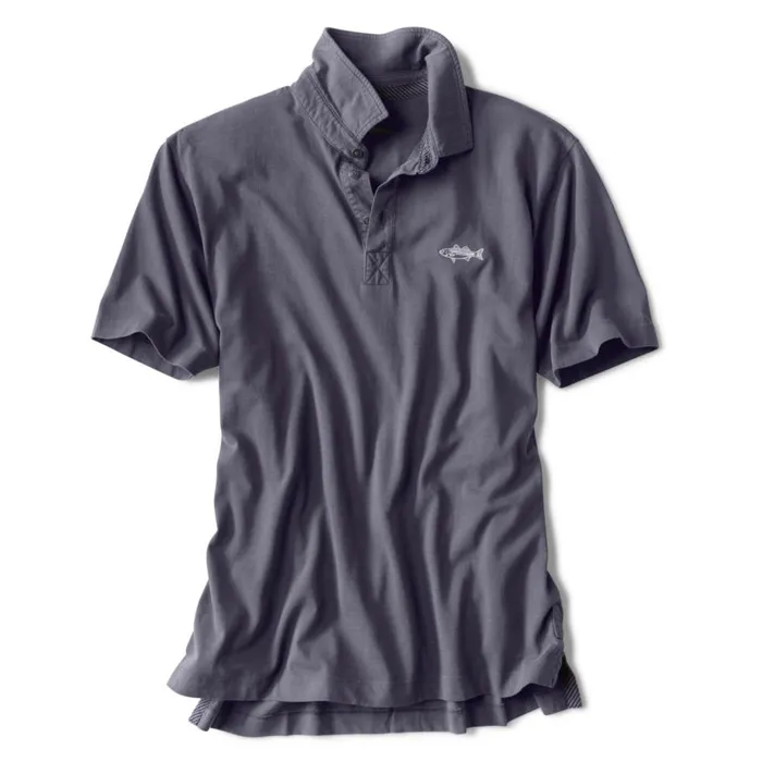 Men Anglerrsquos Polo Shirt Washed Navy Orvis Shirts