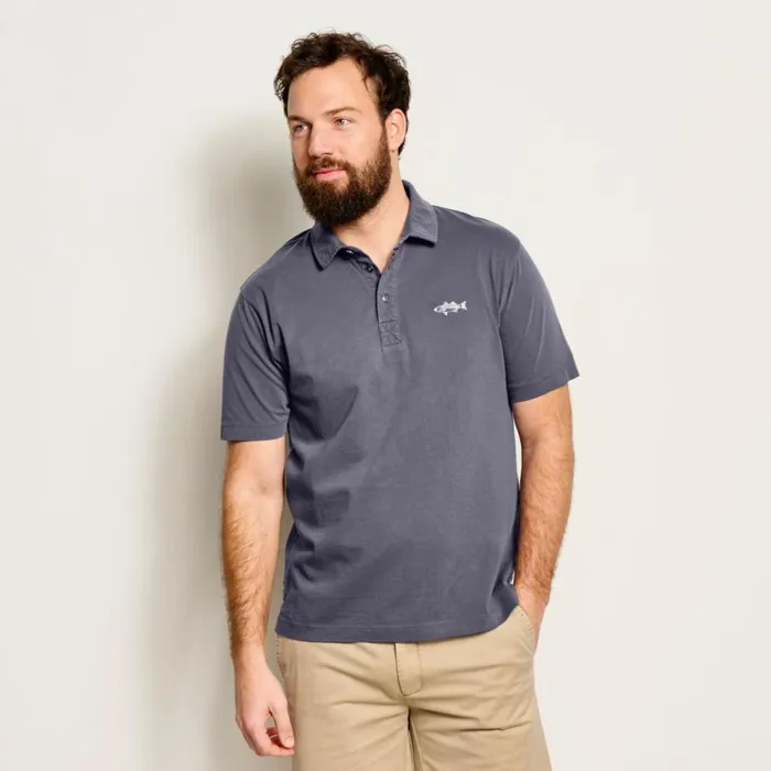 Men Anglerrsquos Polo Shirt Washed Navy Orvis Shirts