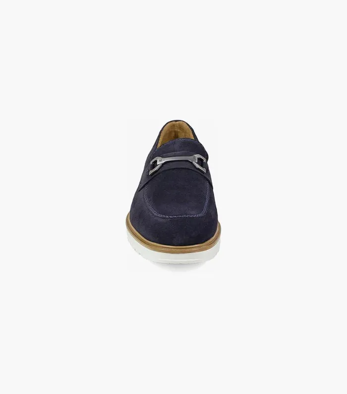 Men Astor Moc Toe Bit Loafer Navy Suede Florsheim Dress Shoes
