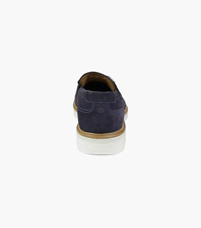Men Astor Moc Toe Bit Loafer Navy Suede Florsheim Dress Shoes