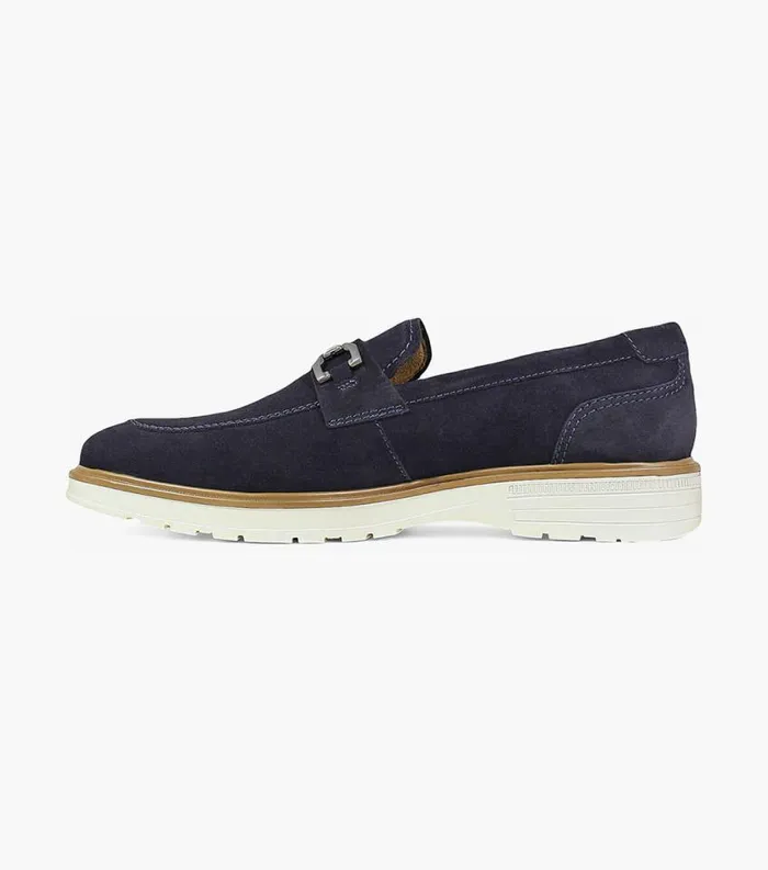 Men Astor Moc Toe Bit Loafer Navy Suede Florsheim Dress Shoes