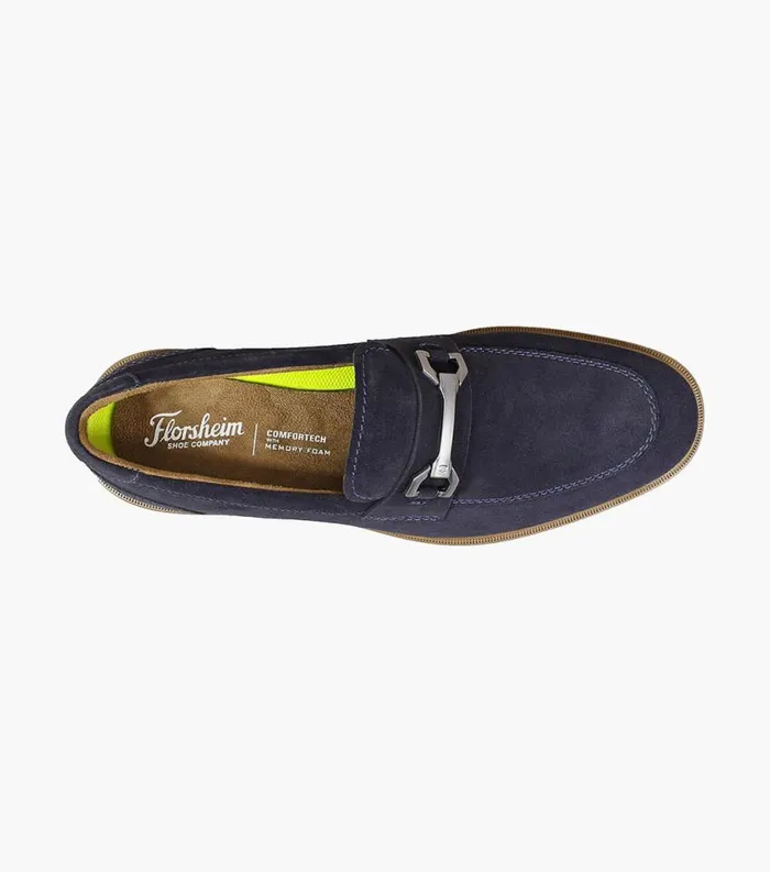 Men Astor Moc Toe Bit Loafer Navy Suede Florsheim Dress Shoes