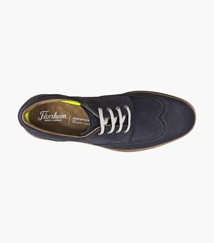 Men Astor Wingtip Oxford Navy Suede Florsheim Dress Shoes