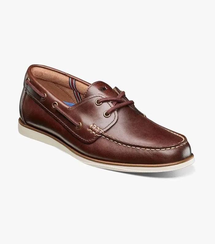 Men Atlantic Moc Toe Boat Shoe Chocolate Florsheim Casual Shoes