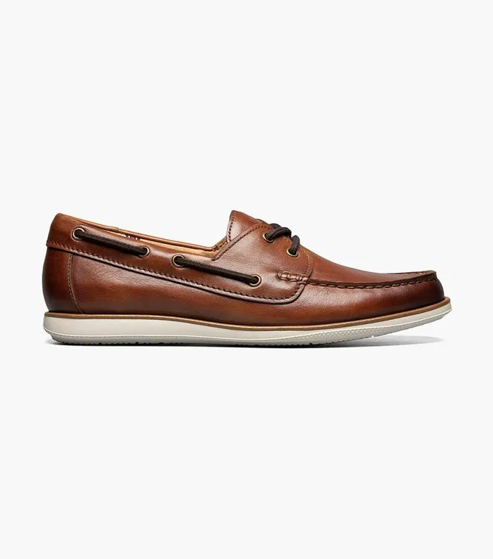 Men Atlantic Moc Toe Boat Shoe Cognac Florsheim Casual Shoes
