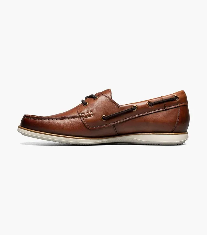 Men Atlantic Moc Toe Boat Shoe Cognac Florsheim Casual Shoes
