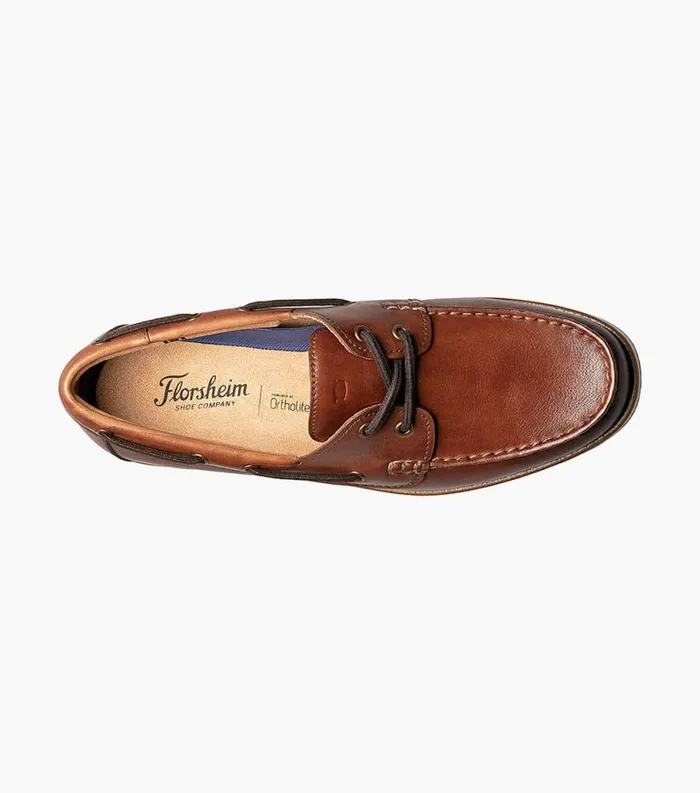 Men Atlantic Moc Toe Boat Shoe Cognac Florsheim Casual Shoes