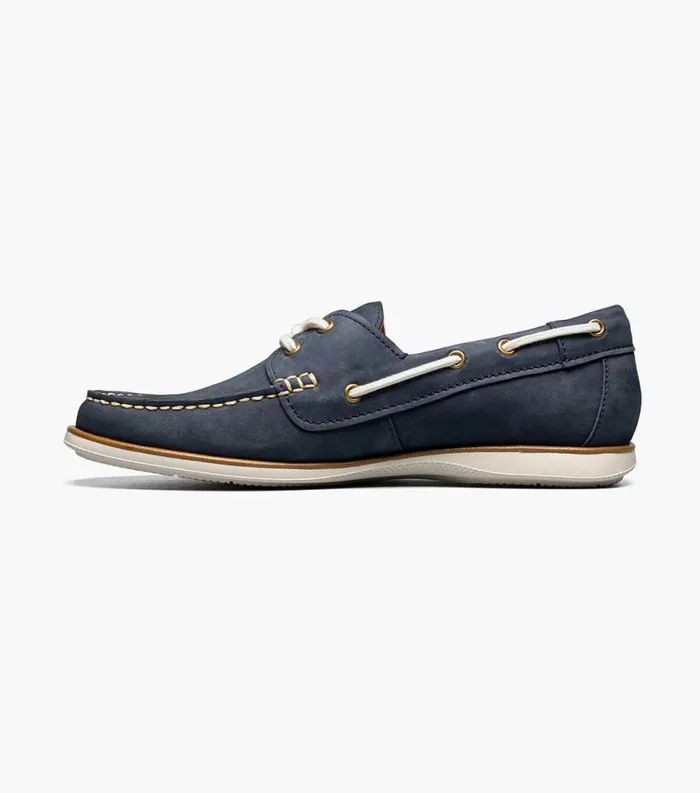 Men Atlantic Moc Toe Boat Shoe Navy Florsheim Casual Shoes