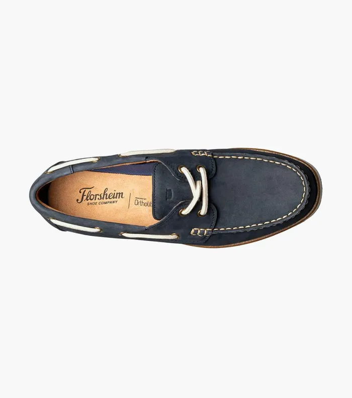 Men Atlantic Moc Toe Boat Shoe Navy Florsheim Casual Shoes