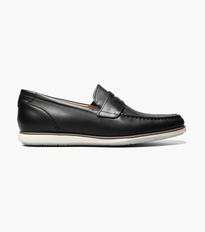 Men Atlantic Moc Toe Penny Loafer Black Florsheim Casual Shoes