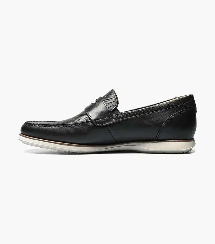 Men Atlantic Moc Toe Penny Loafer Black Florsheim Casual Shoes
